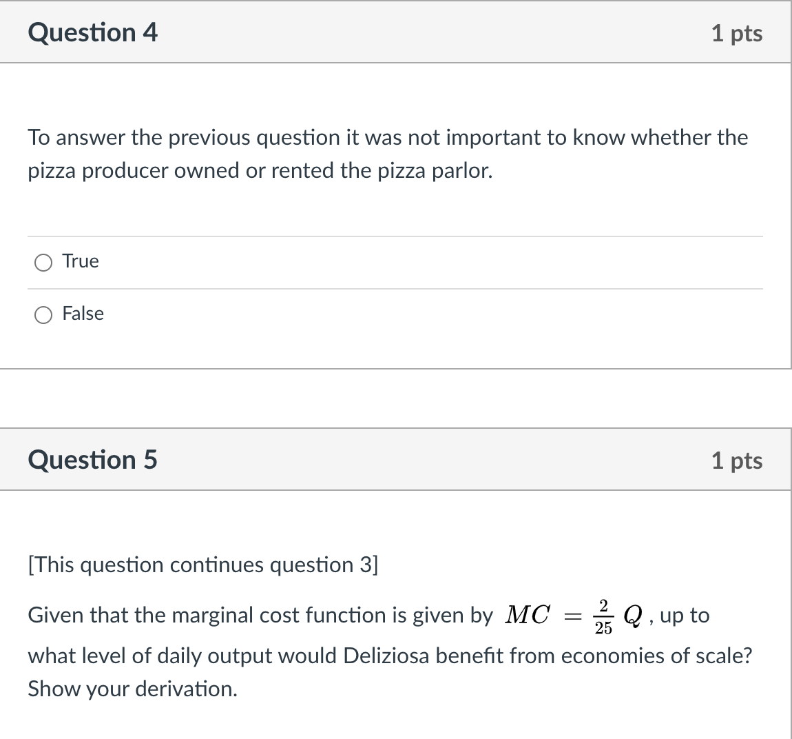 1 1 Q = 50KL3 where Q measure the pizzas produced per