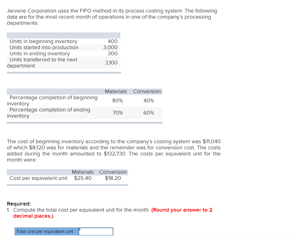 of material and of conversion in the ending inventory. Materials Conversion Equivalent