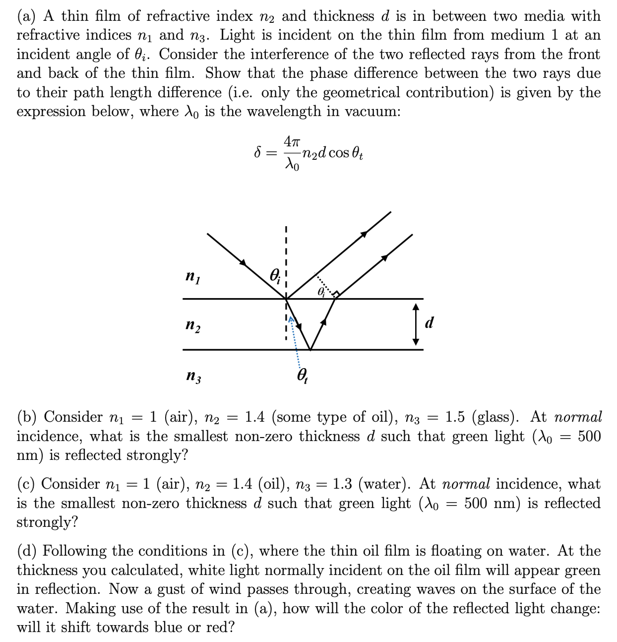 Please answer in detail with all steps and calculations. (a) A thin