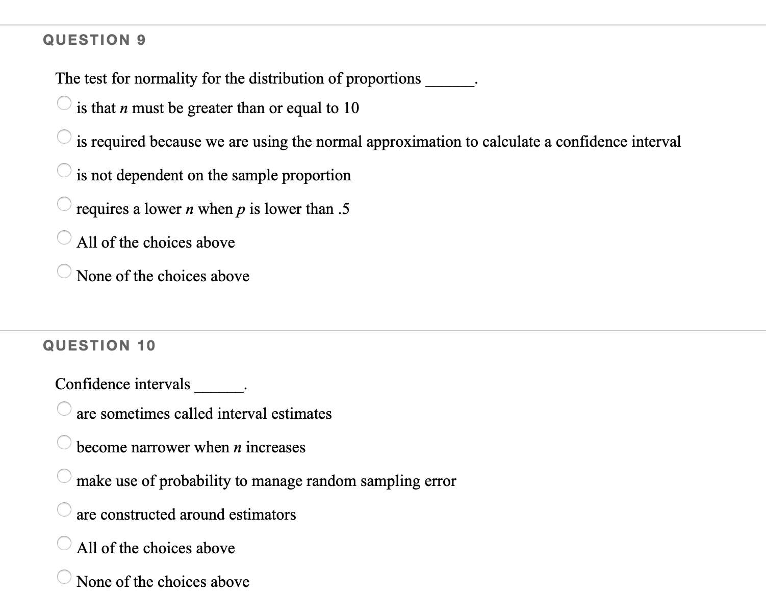 parameter A All of the choices above 'A None of the choices