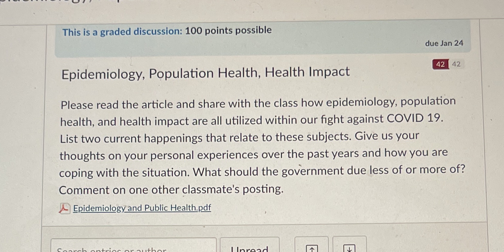  This is a graded discussion: 100 points possible due Jan 24