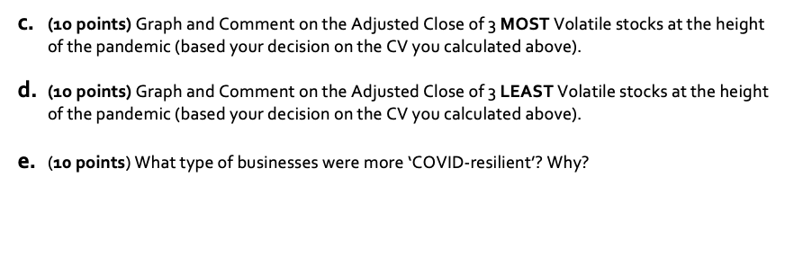  . (1o points} Graph and Comment on the Adjusted Close of3
