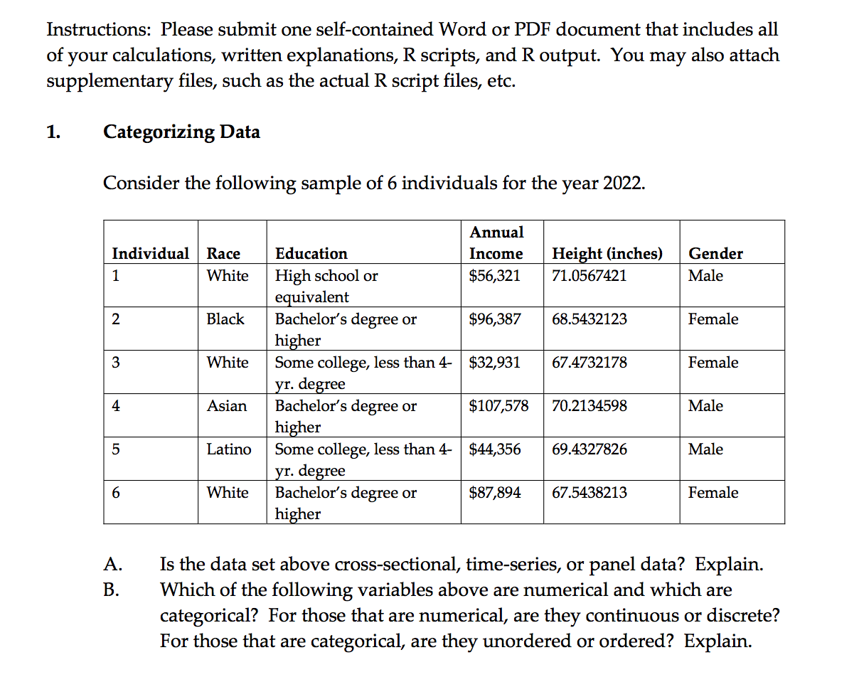  Instructions: Please submit one selfcontained Word or PDF document that includes