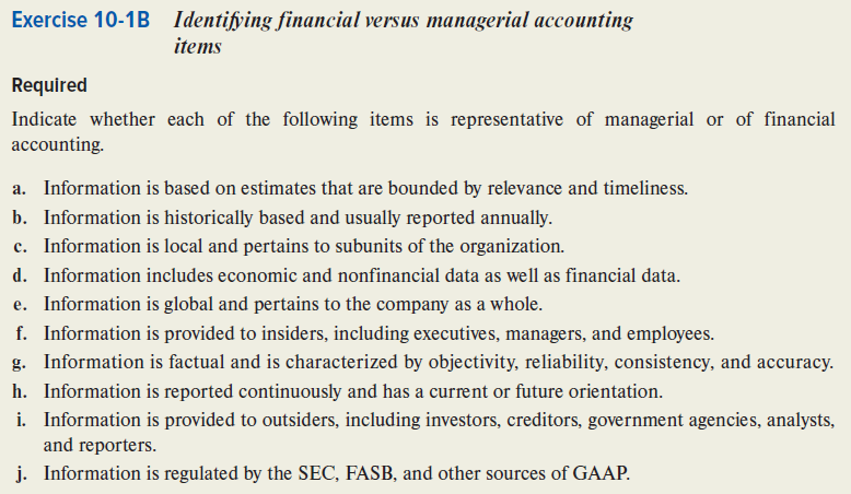 to subunits of the organization. d. Information includes economic and nonfinancial data
