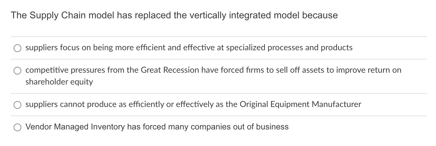 O suppliers focus on being more efficient and effective at specialized processes