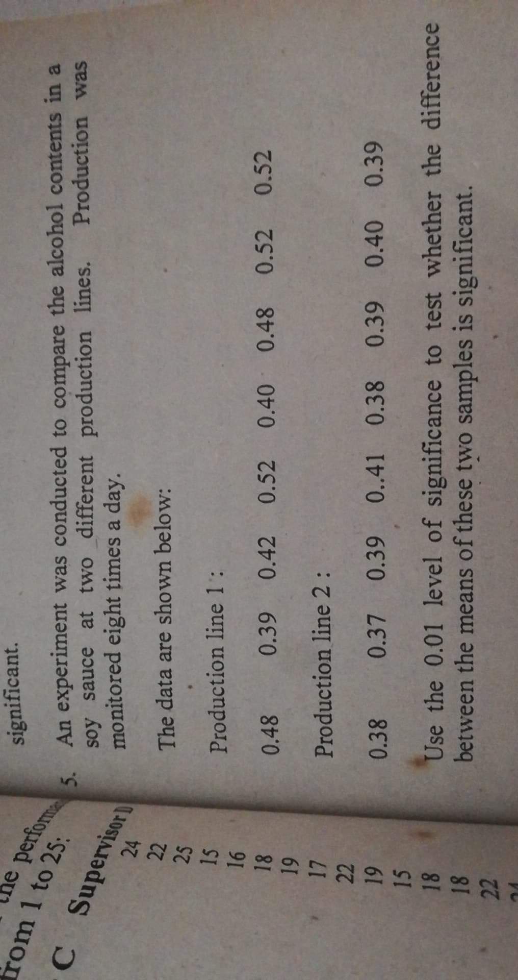 Subject: Engineering Data and Analysis 1.) An experiment was conducted to compare
