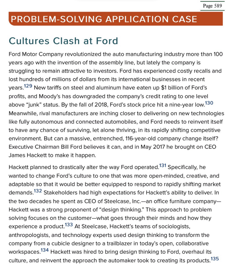  Page 539 PROBLEMSOLVING APPLICATION CASE Cultures Clash at Ford Ford Motor