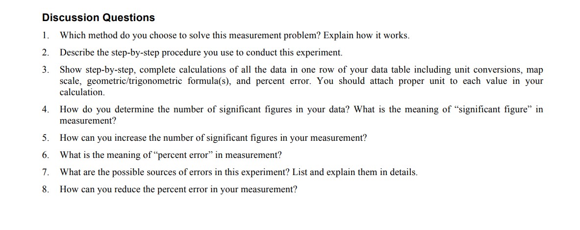 in the following table. The actual distance between point A and Point
