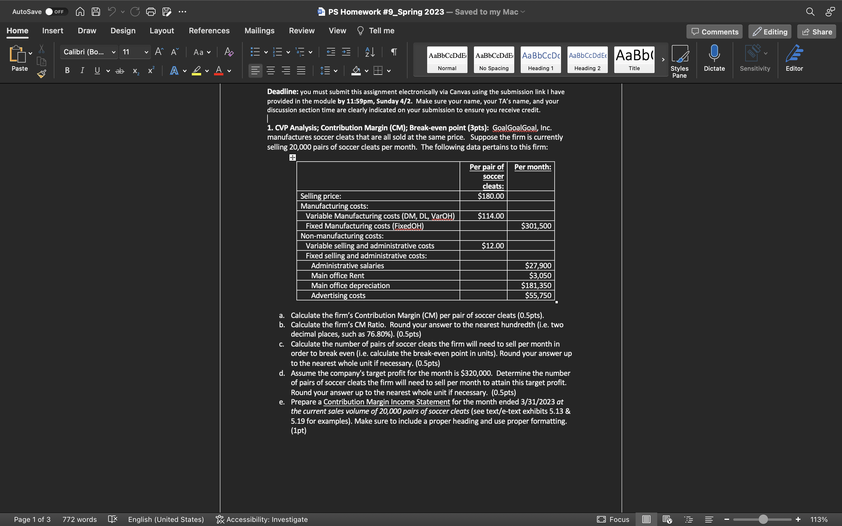 AutoSave OFF A A CG9 . w- PS Homework #9_Spring 2023