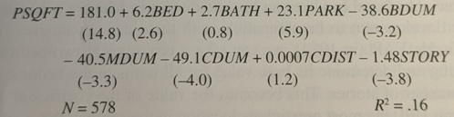 5. (b) Note that we can define a hedonic equation for the
