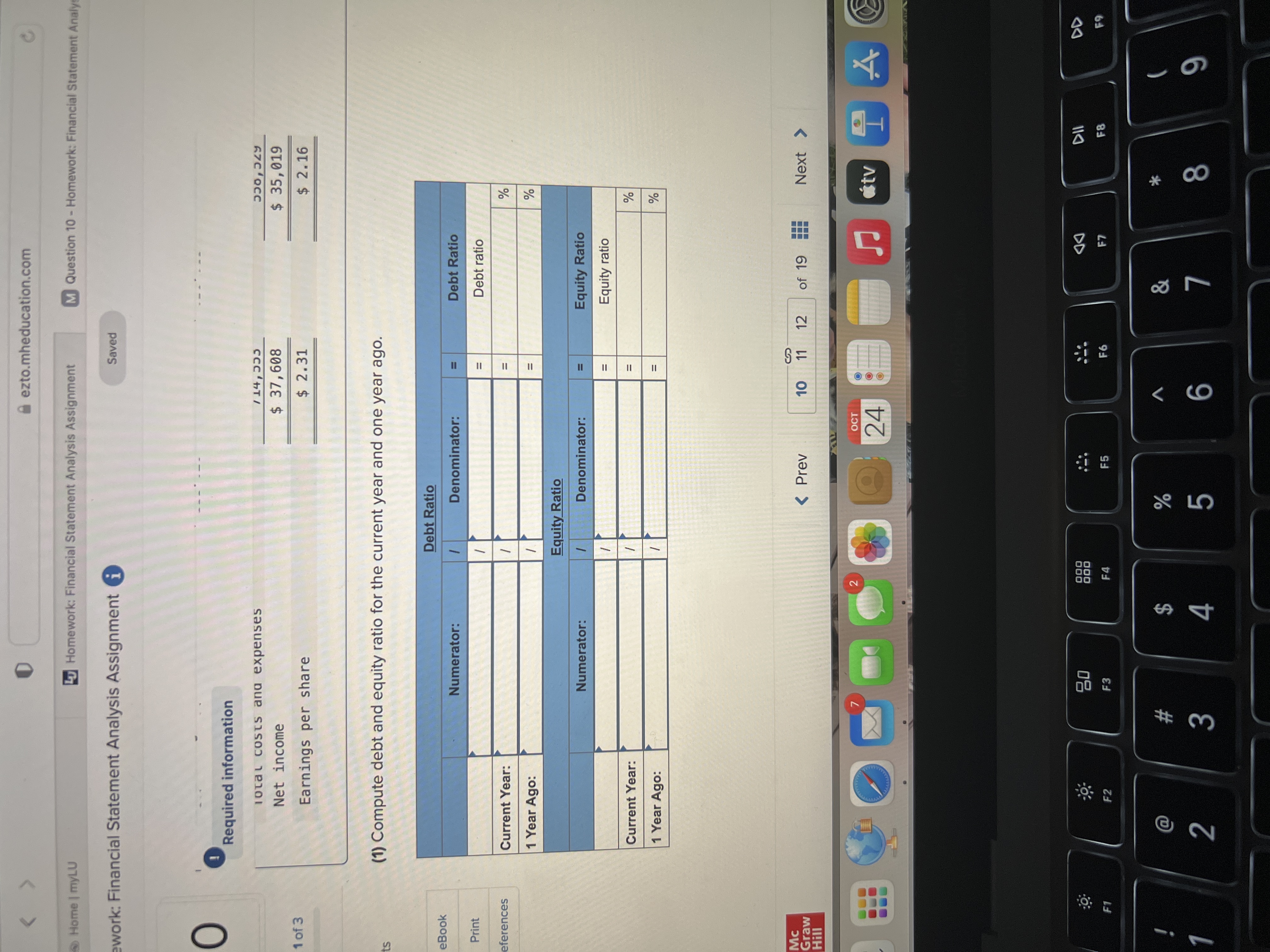 | myLU Lu Homework: Financial Statement Analysis Assignment M Question 10 -