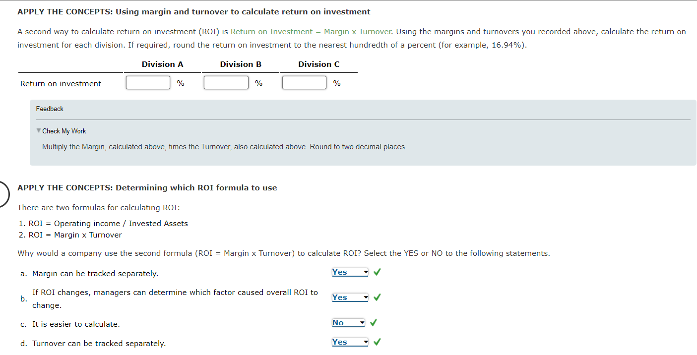 under the control of an investment center manager: revenues, costs, and investments.