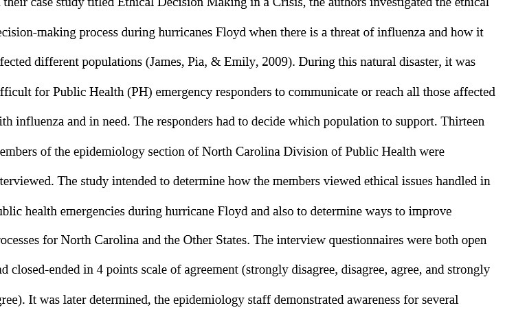 authors investigated the ethical cision-making process during hurricanes Floyd when there is