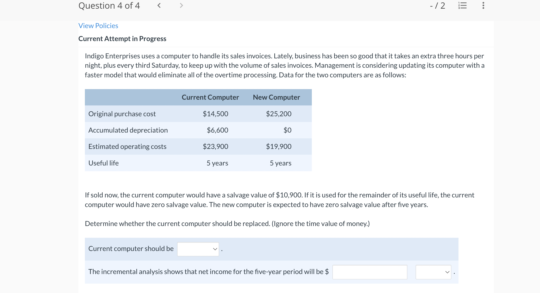 $13.20 Fixed costs for the period were cost of goods sold of