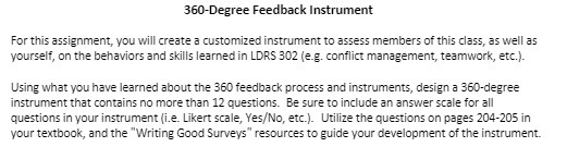 instrument to assess members of this class, as well as yourself, on