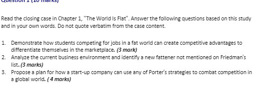  Read the closing case in Chapter 1, "The World Is Flat".