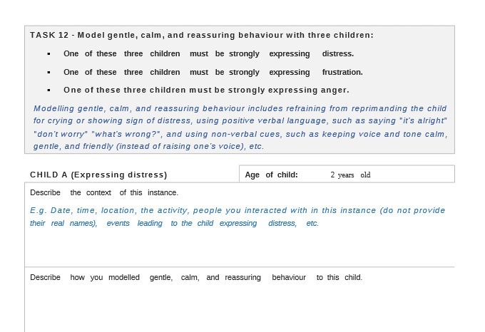 TASK 12 - Model gentle, calm, and reassuring behaviour with three