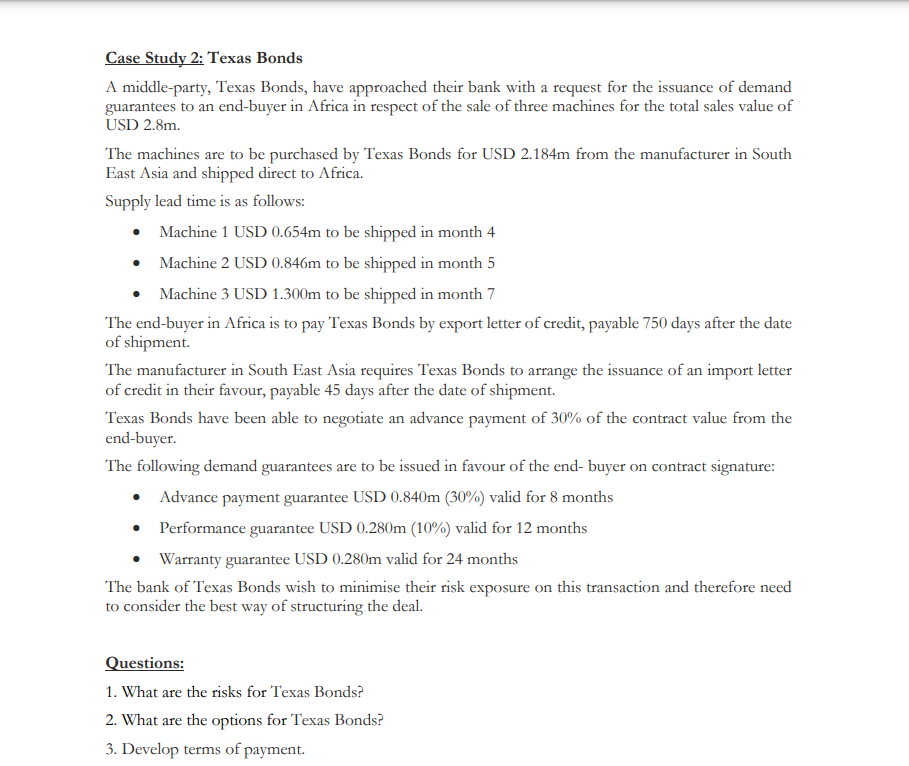 their bank with a request for the issuance of demand guarantees to