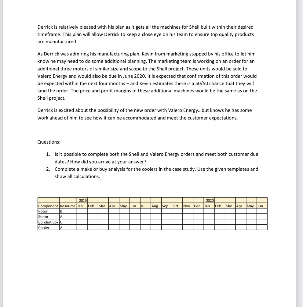  Derrick is relatively pleased with his plan as it gets all