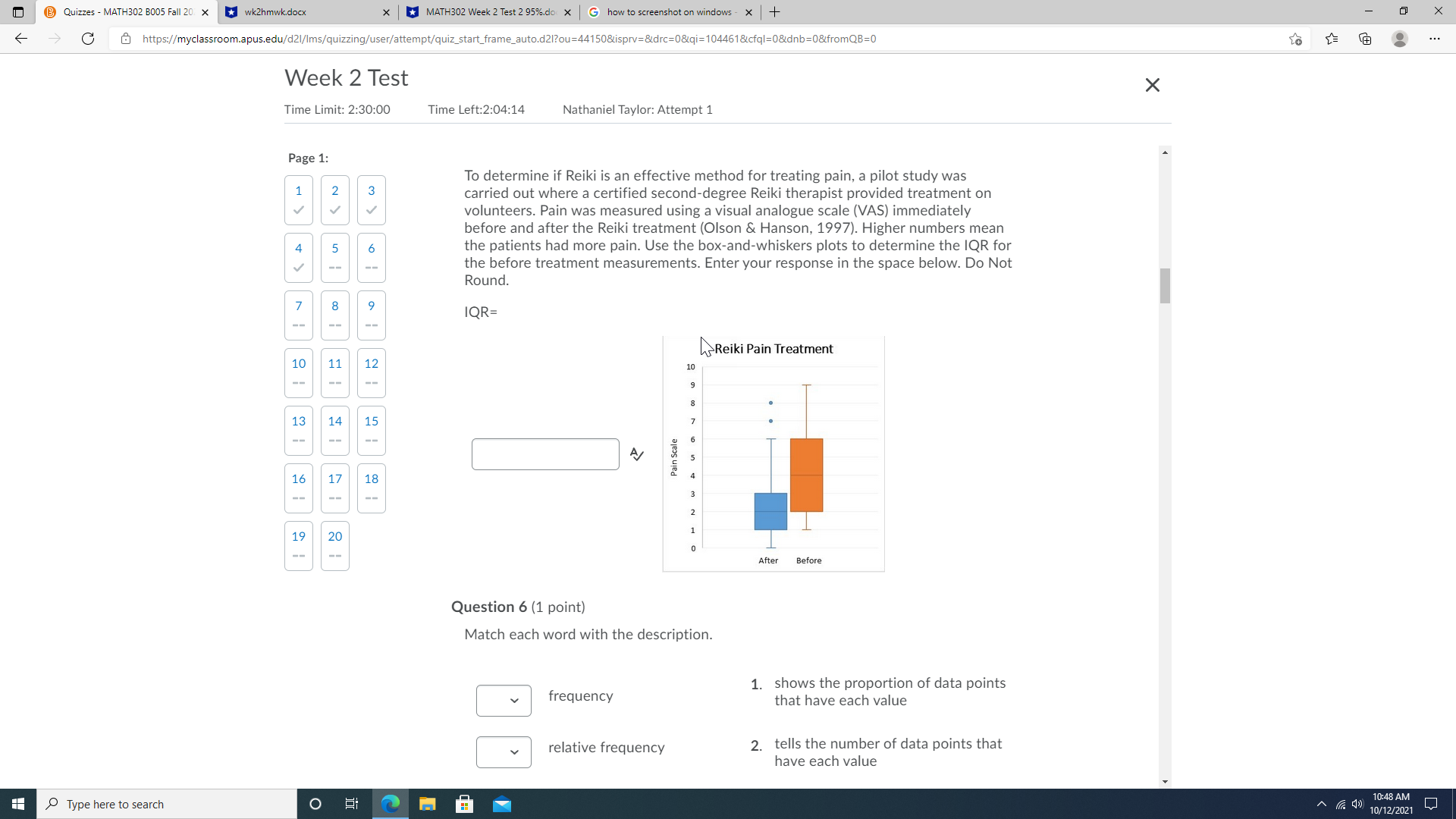 *MATH302 Week 2 Test 2 95%.do x G how to screenshot on