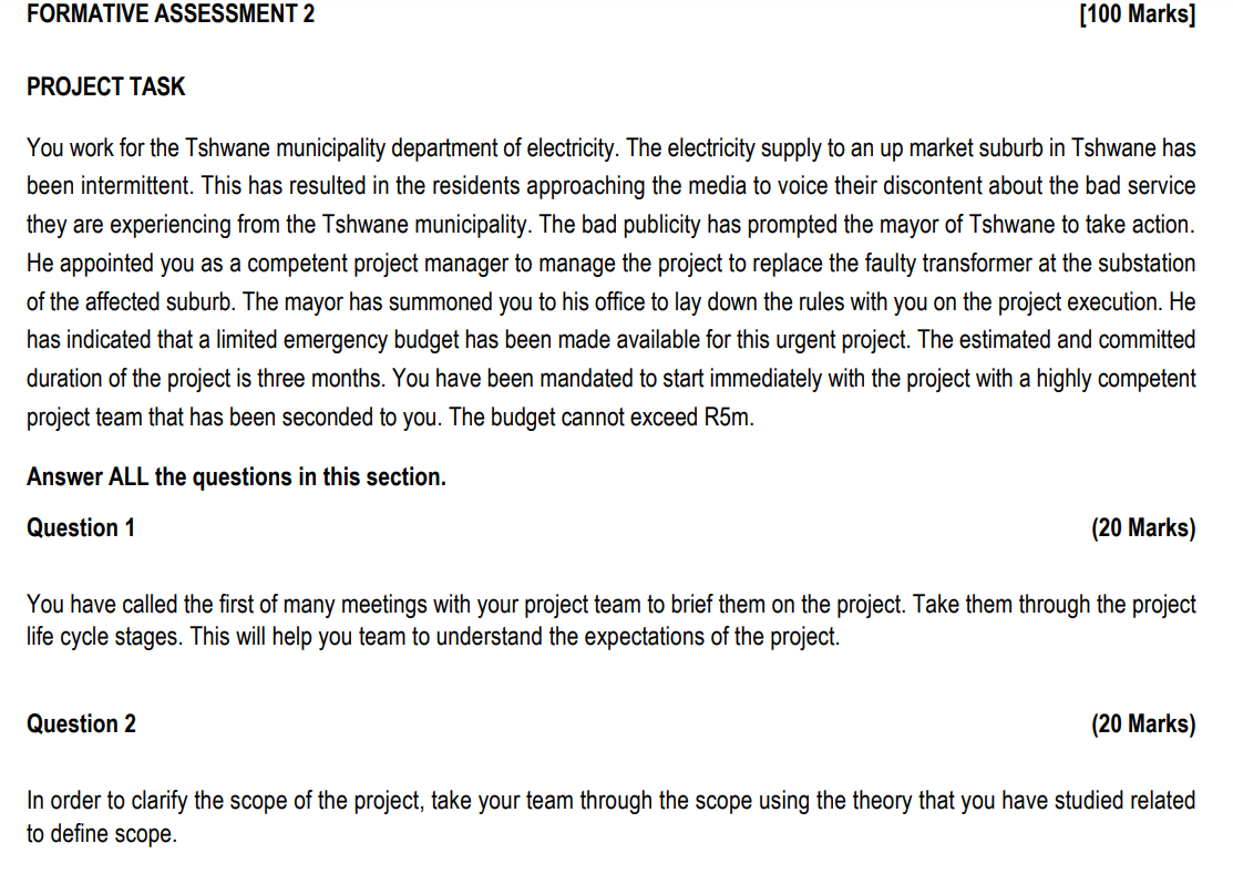 Tshwane municipality department of electricity. The electricity supply to an up market
