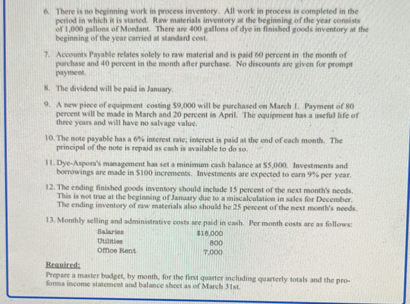 I did the fixed overhead budget but I need help with questions