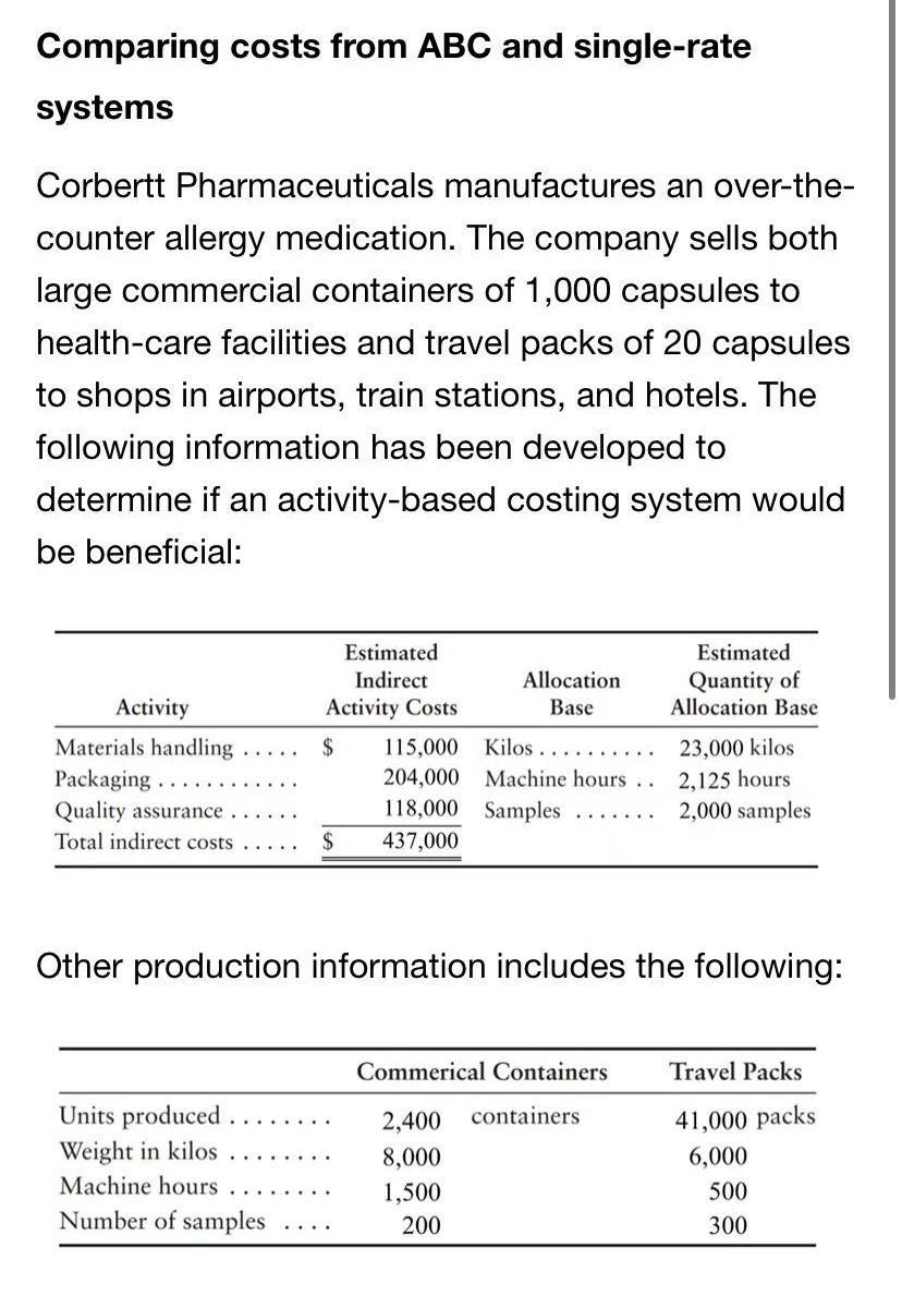 the total activity costs allocated to each product line, and then compute