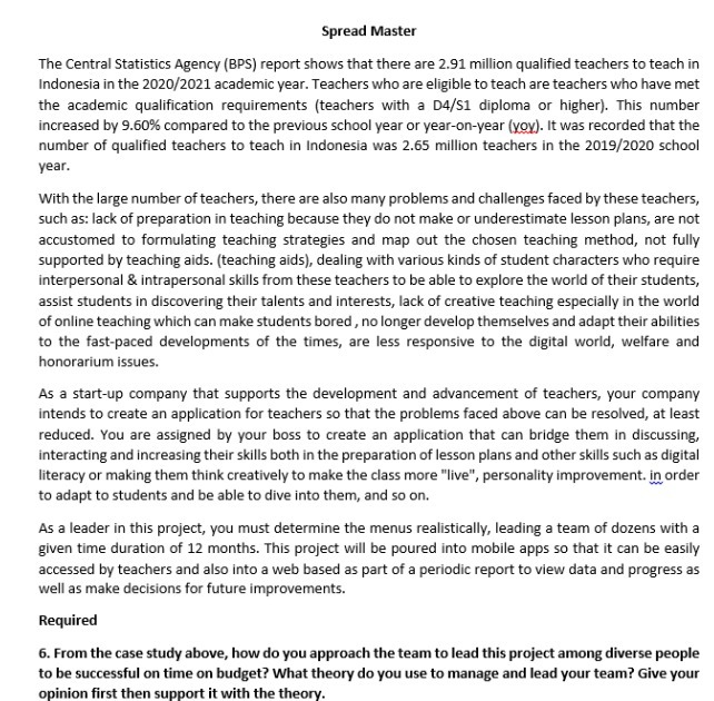  Spread Master The Central Statistics Agency (BPS) report shows that there