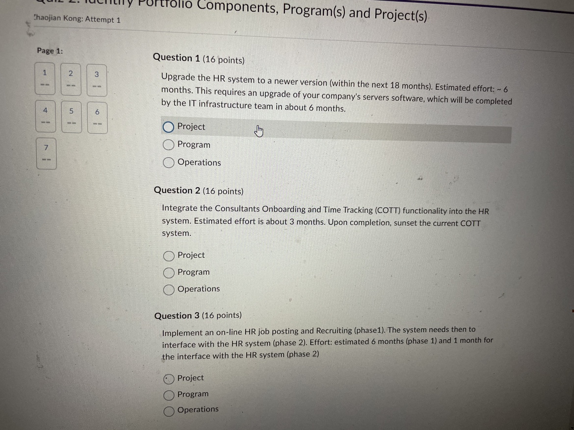 Program O Operations Question 6 (6 points) Implement various minor enhancements to