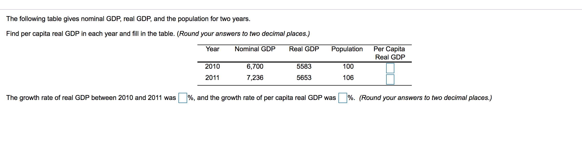 Compute real GDP. (Enter your responses rounded to one decimal place.) Nominal