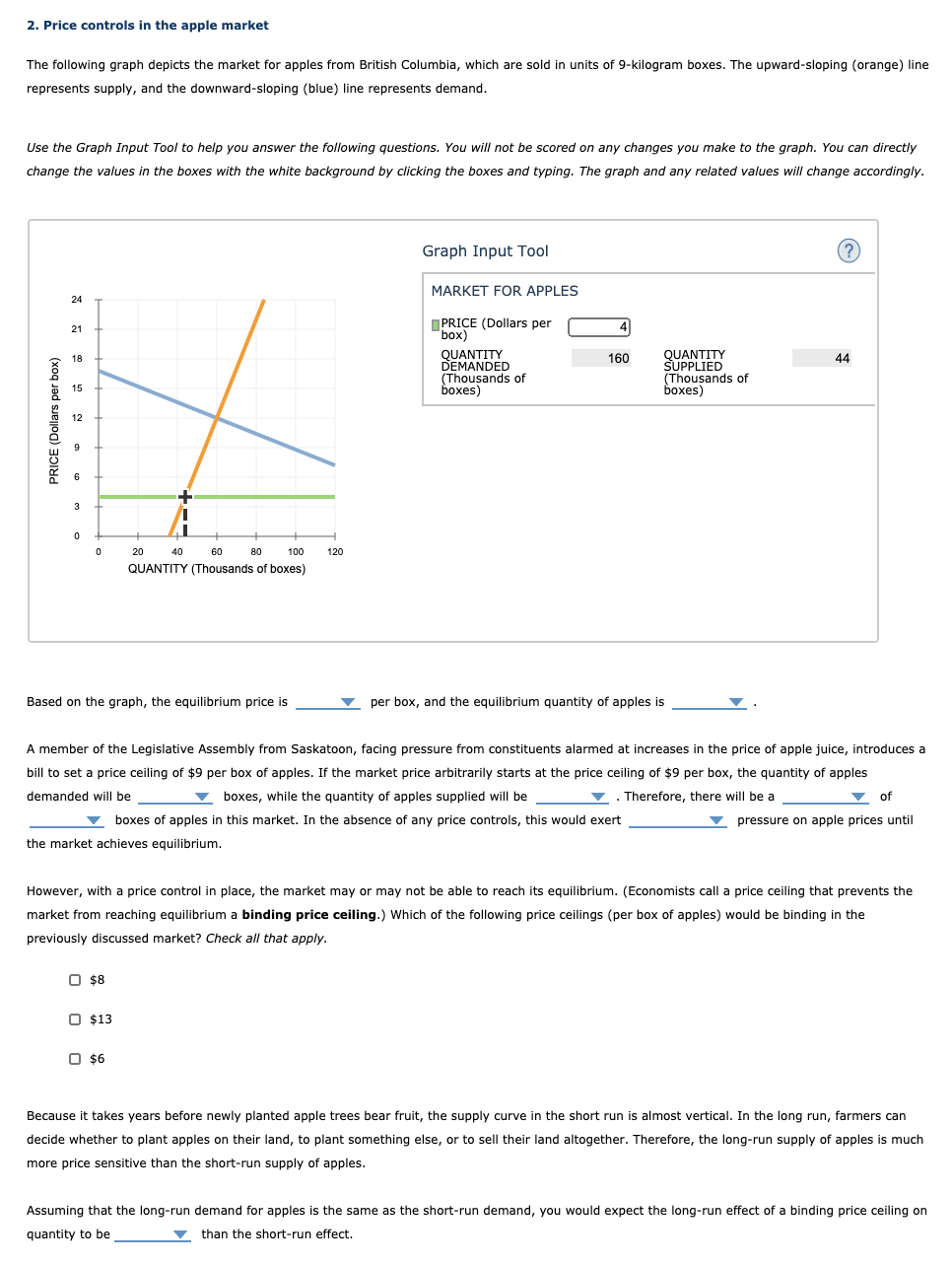 the market for apples from British Columbia, which are sold in units