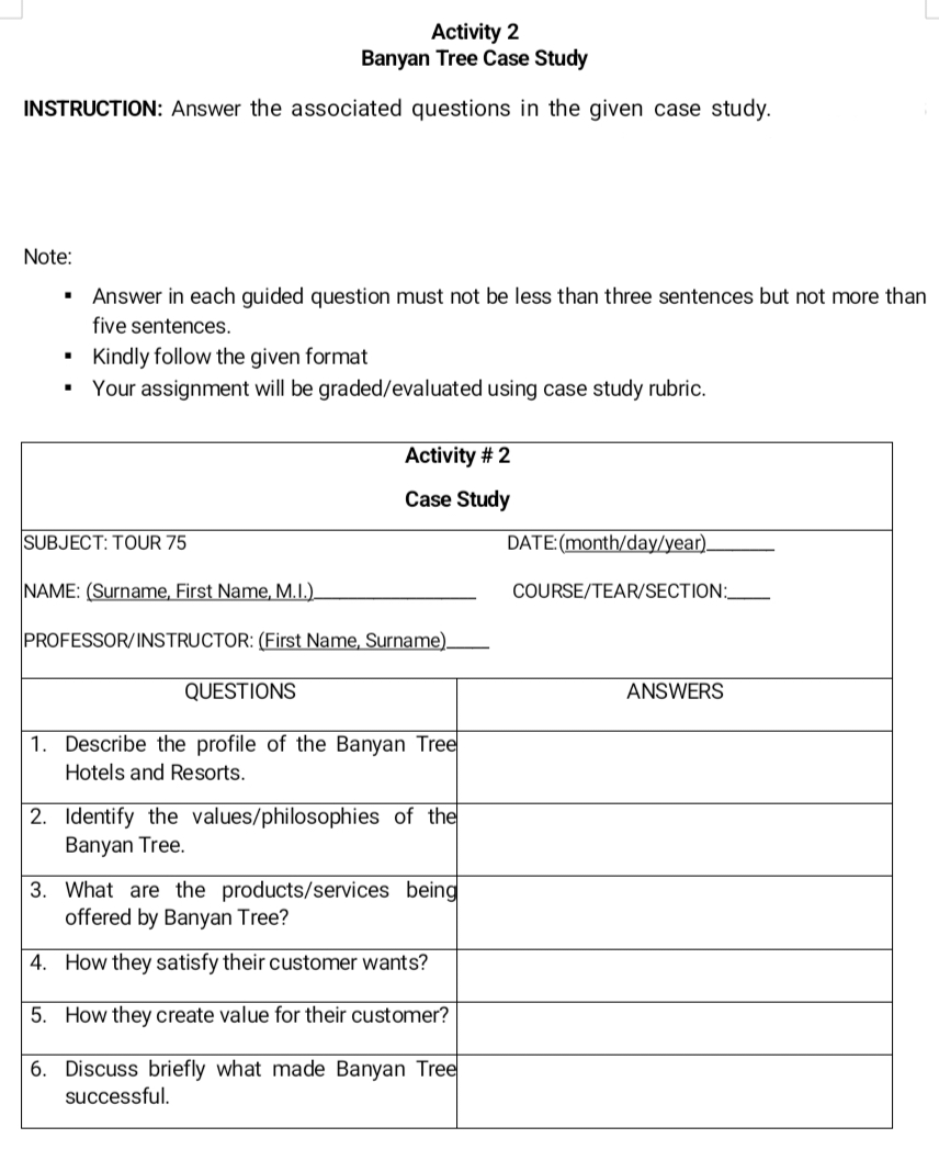 in the given case study. Note: . Answer in each guided question