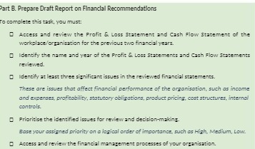  Part B. Prepare Draft Report on Financial Recommendations To complete this