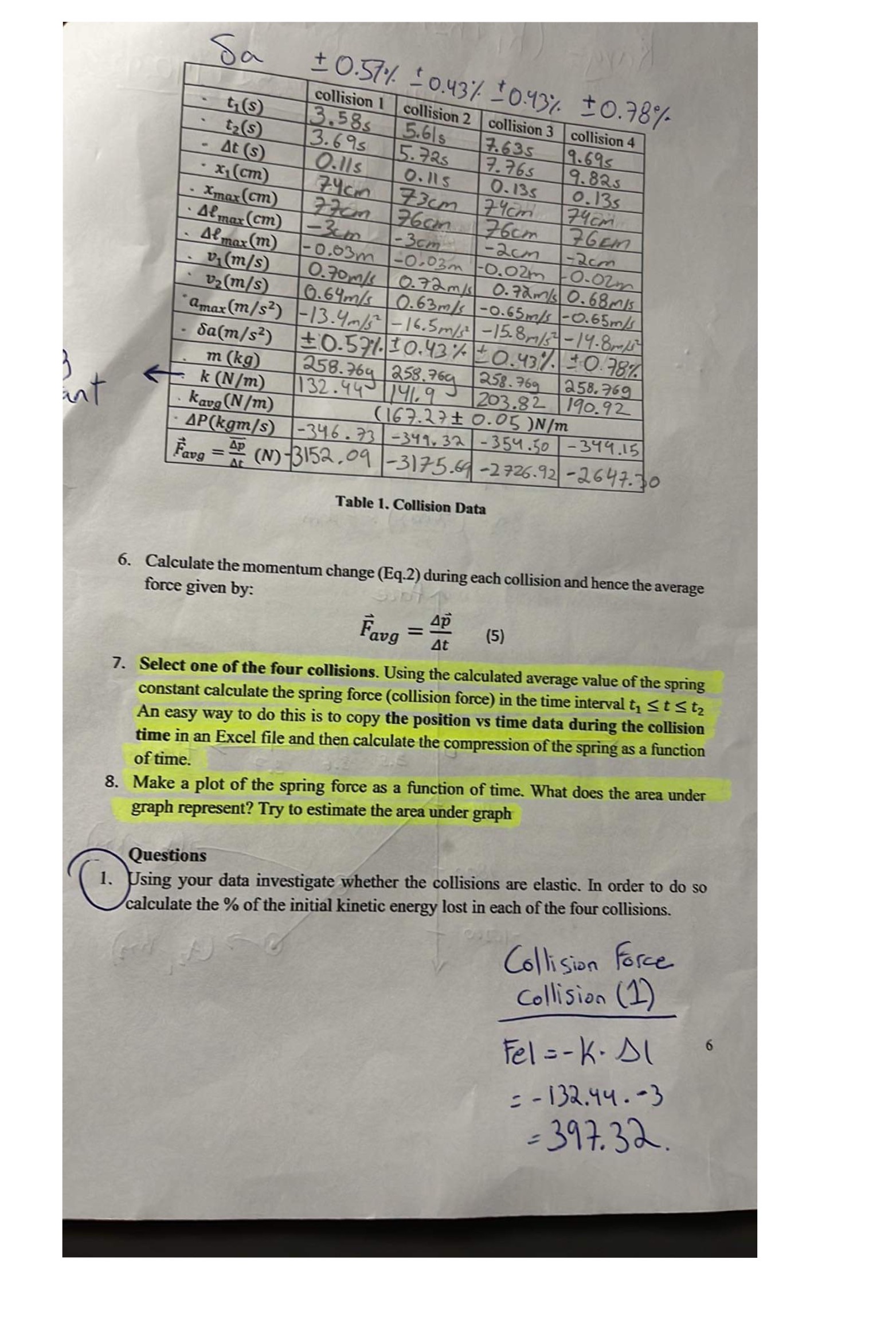 Please answer the circled question 1 at the bottom using the data
