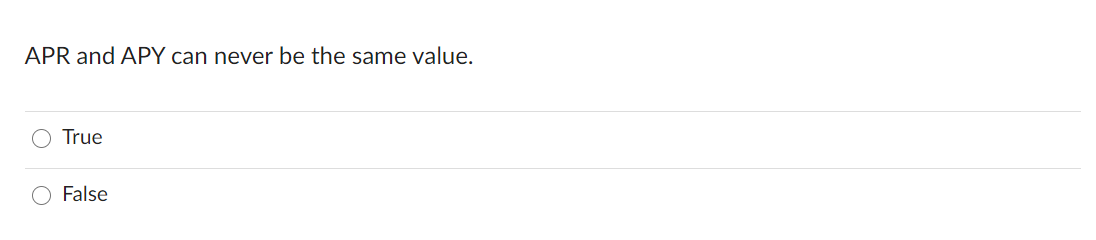 value. O True O FalseTo be attractive, a capital project must provide