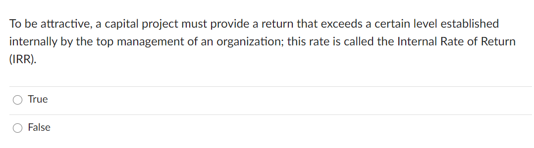 a return that exceeds a certain level established internally by the top