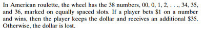 find the expected value E(x) to the player for one play of