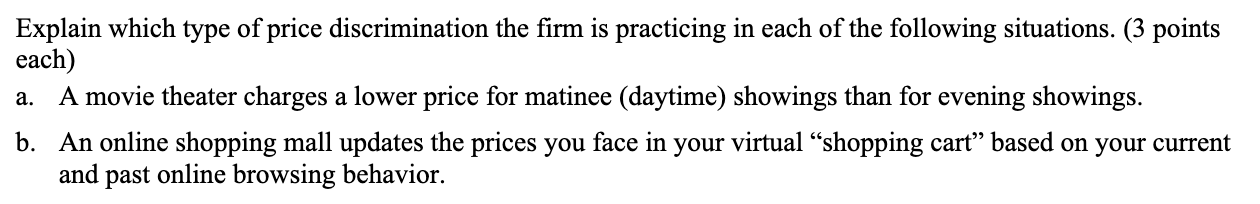 Need help on this question with explanation. Explain which type of price