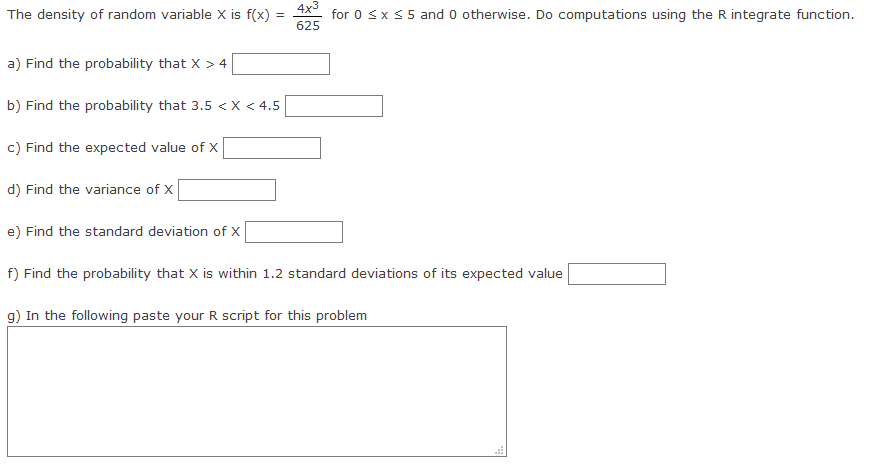  The density of random variable X is x) 2 :Tx: for