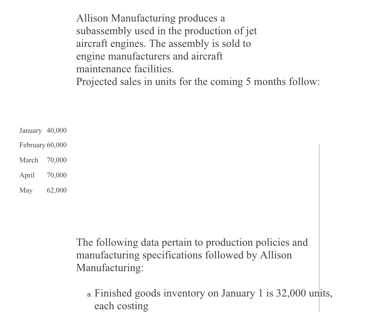 assembly is sold to engine manufacturers and aircraft maintenance facilities. Projected sales