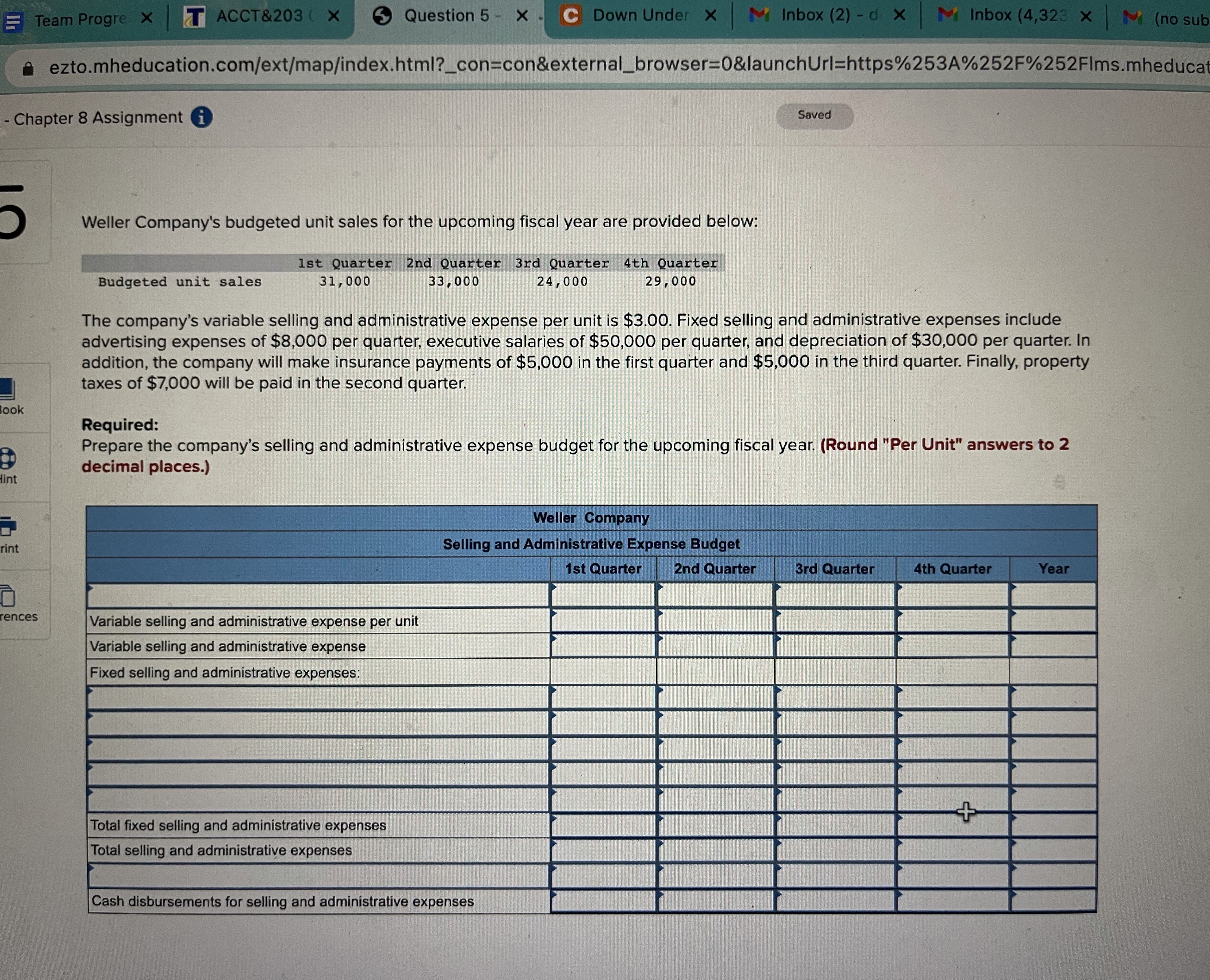  Team Progre X T ACCT&203 ( X Question 5 - x