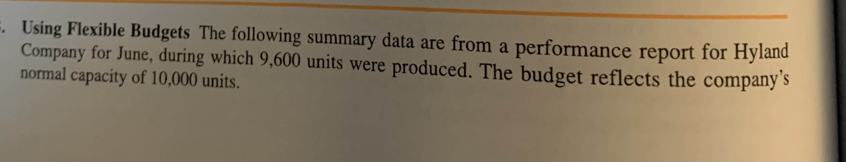  Using Flexible Budgets The following summary data are from a performance