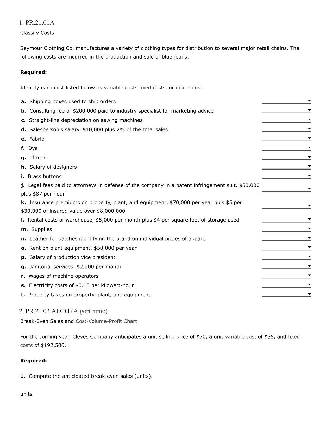 Determine the probable income (loss) from operations if sales total 8,800 units.