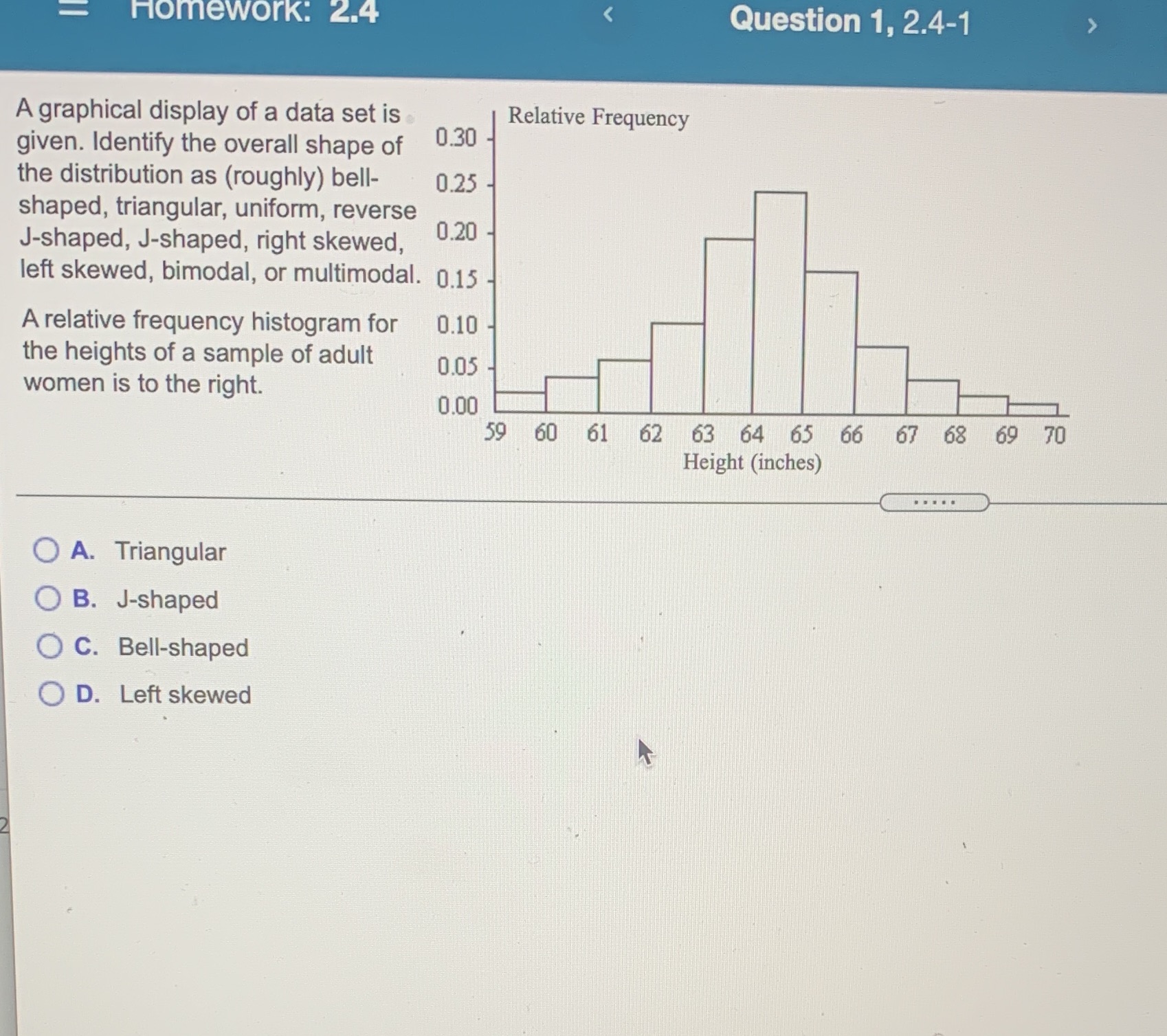 Please help Homework: 2.4 Question 1, 2.4-1 A graphical display of a