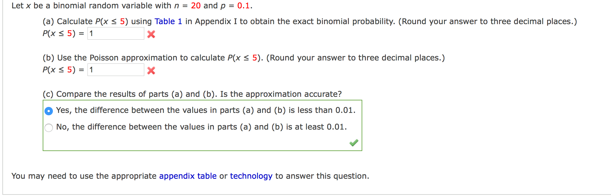 n = 5, p = 0.4. Find the following values. (Round your