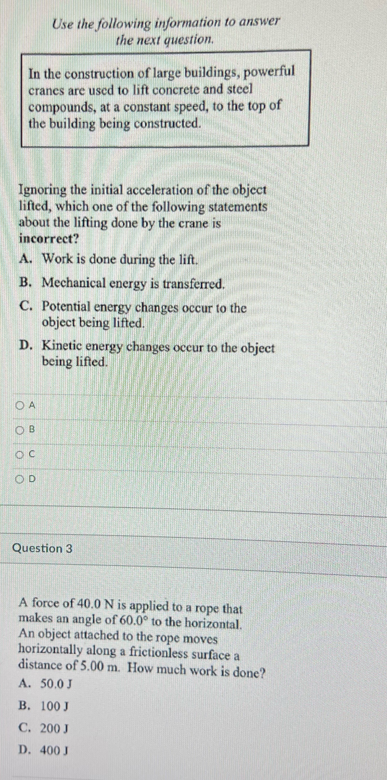 Need help with 2,3 Use the following information to answer the next