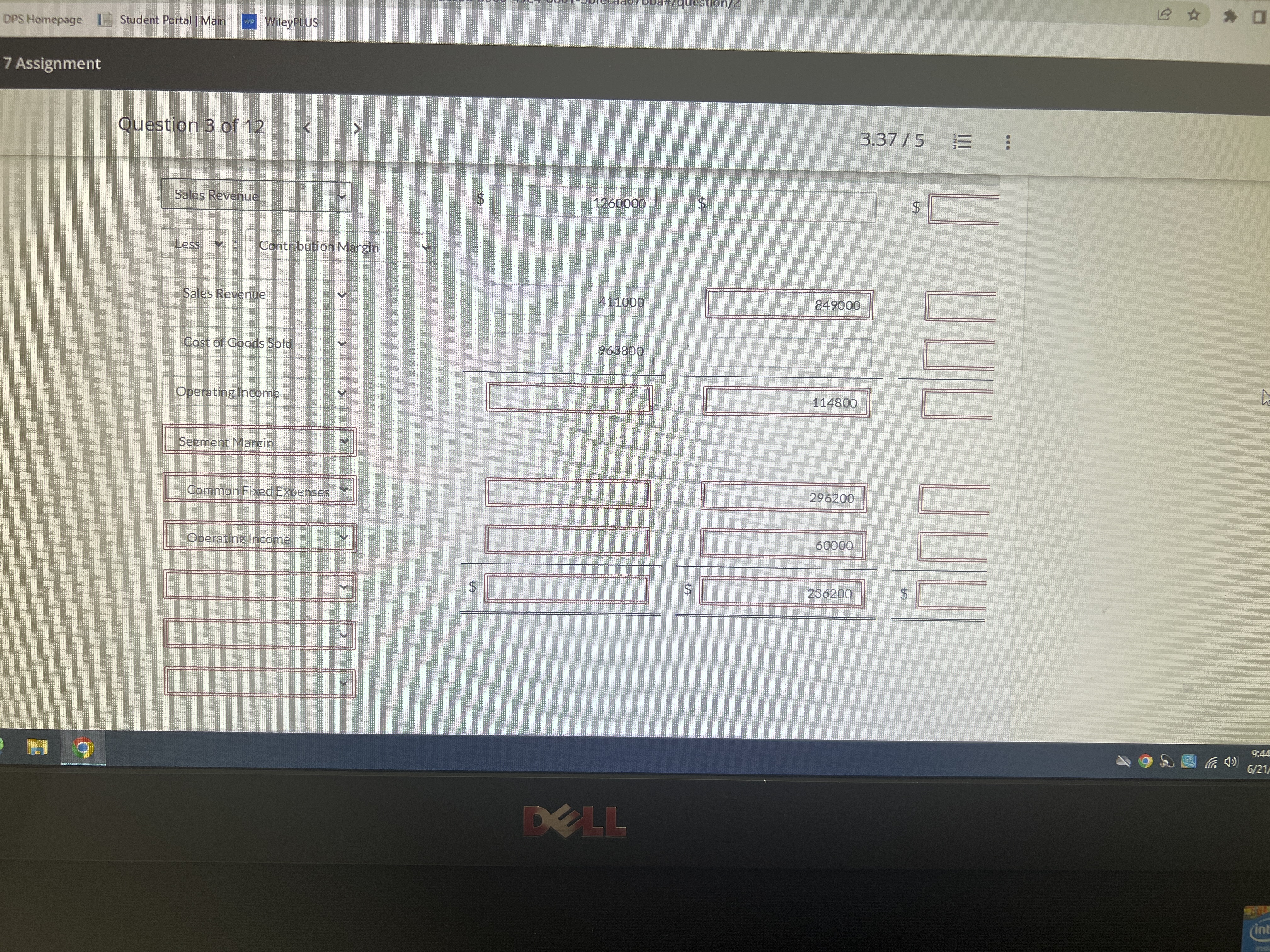 income statement. Fixed cost of goods sold and fixed operating expenses can