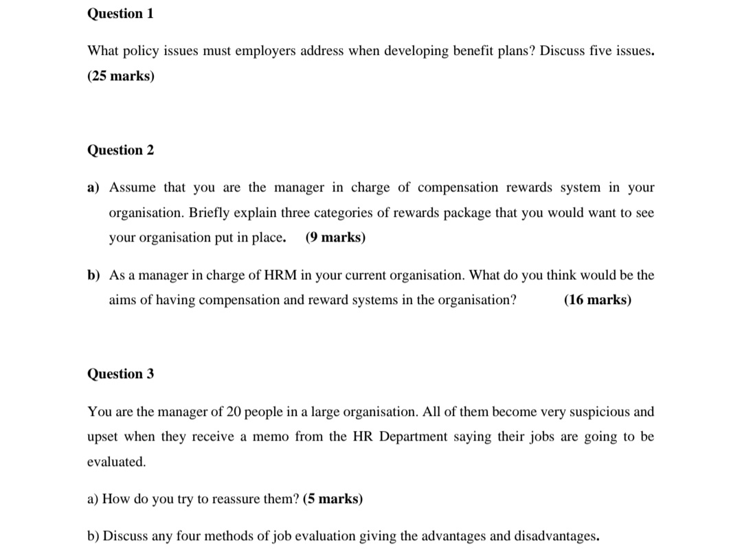 are the manager in charge of compensation rewards system in your organisation.