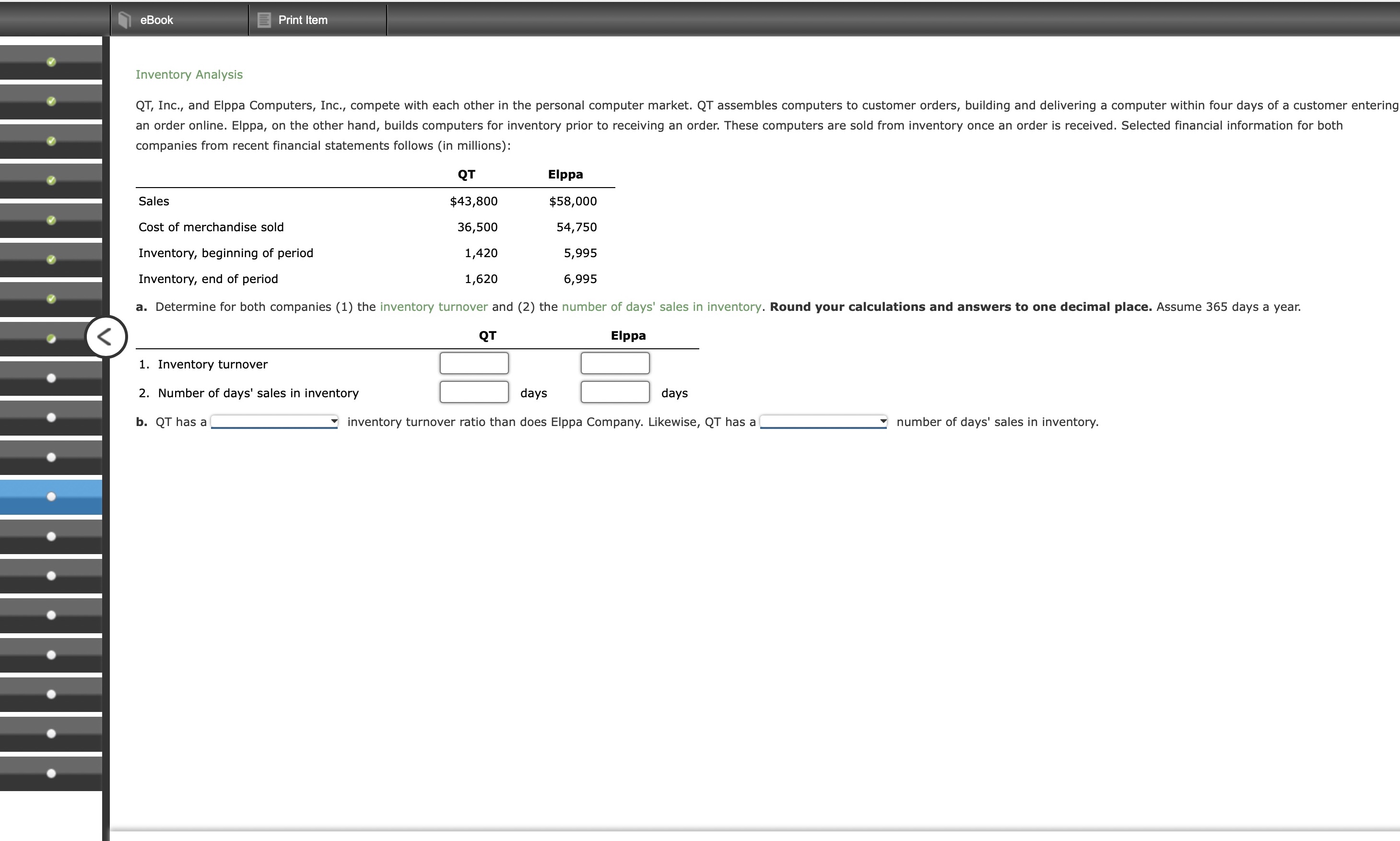Print Item Inventory Analysis QT, Inc., and Elppa Computers, Inc., compete