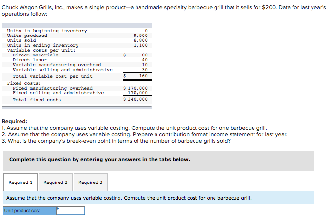 in advance Chuck Wagon Grills, Inc., makes a single product-a handmade specialty